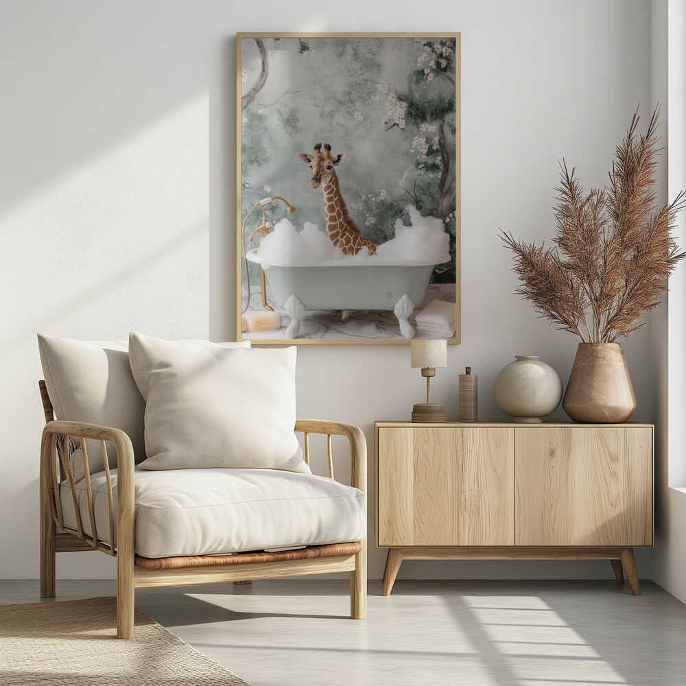 Giraffe Bubble Bliss Poster