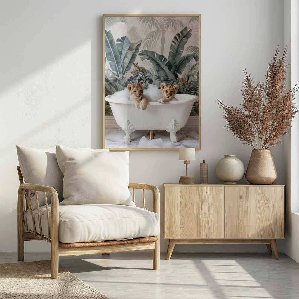 Tropical Lion Bath Poster