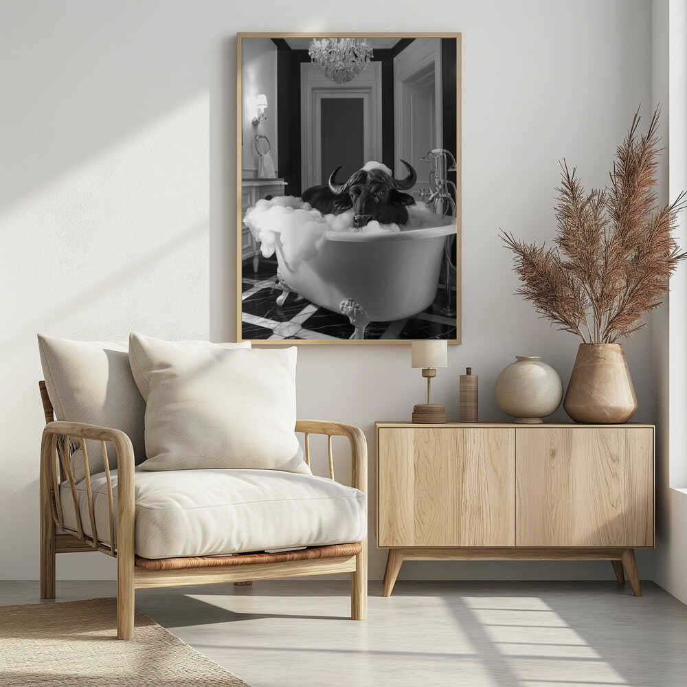 Curious Buffelo In the Tub Poster