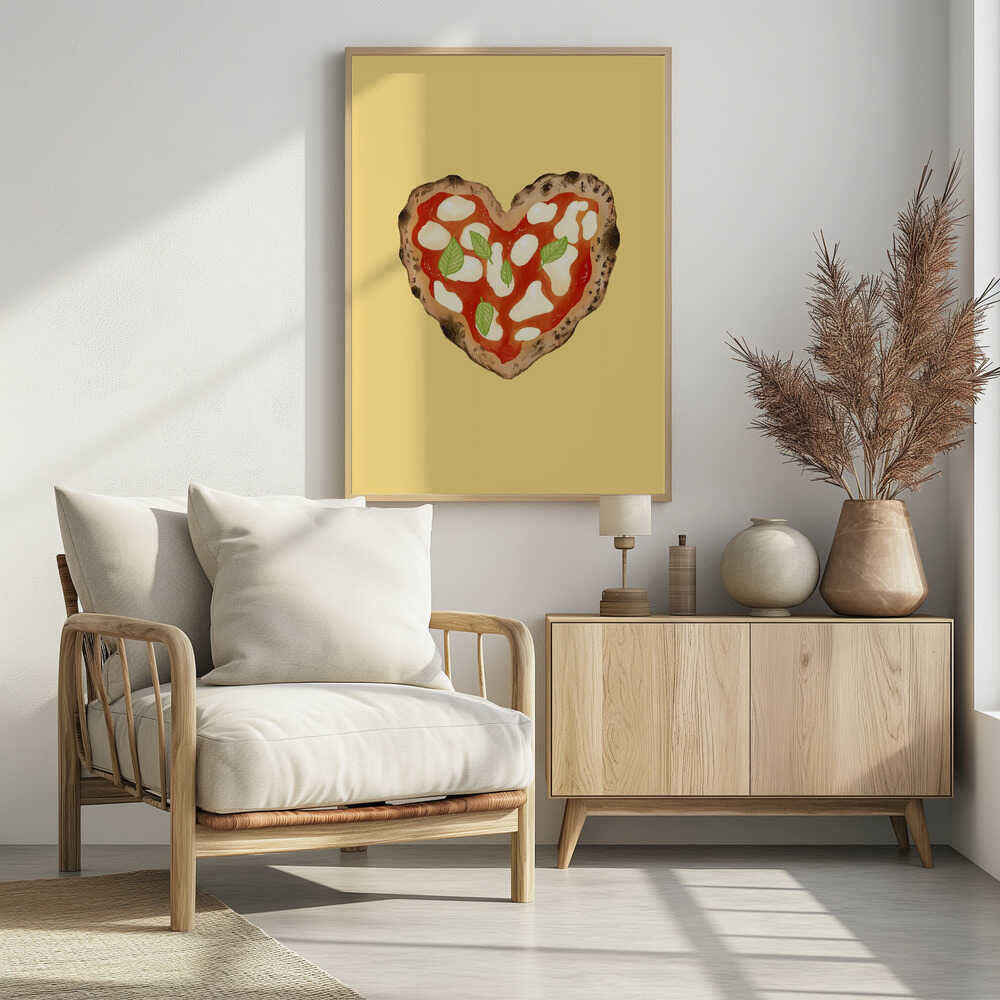 Pizza Heart light yellow Poster