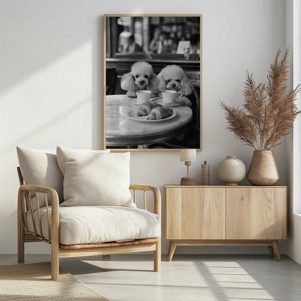 Poodles At the Café Poster