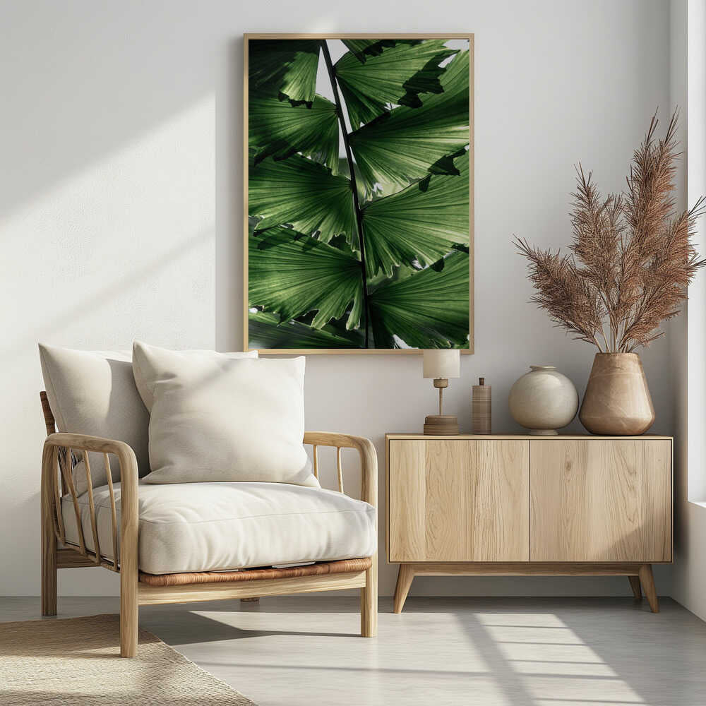 Tropical Green Palm Glow Poster