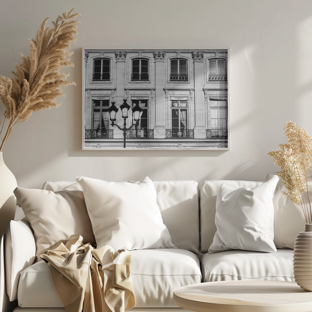 Paris Lamps Black And White Poster