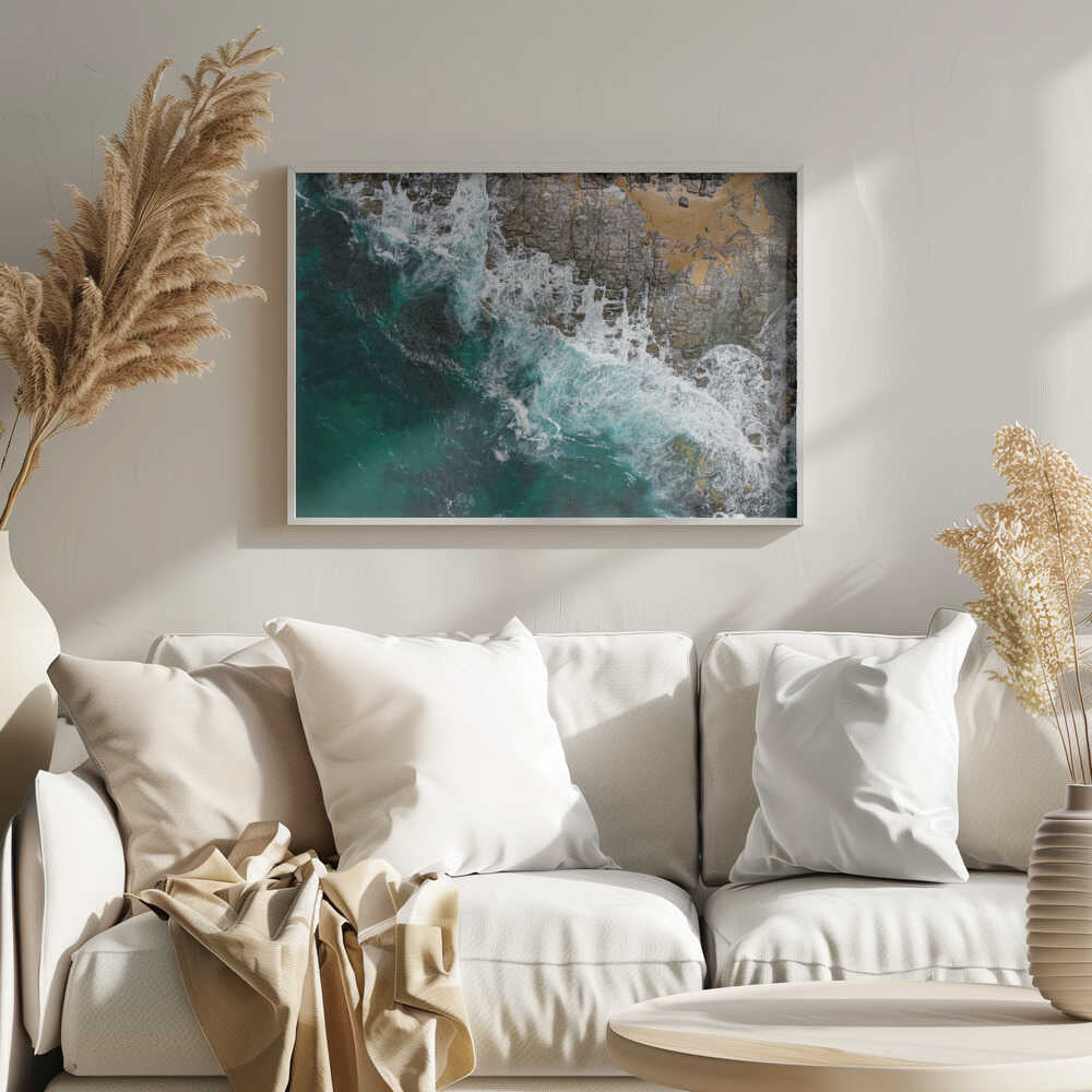 Waves crashing on rocks Poster