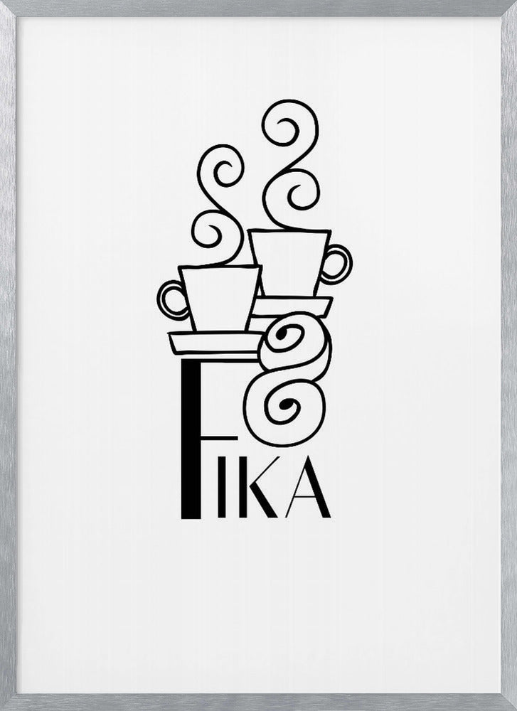 Fika line art illustration Poster