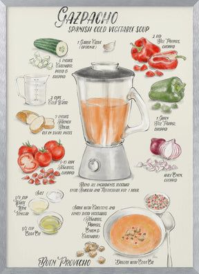 Gazpacho illustrated recipe in English Poster