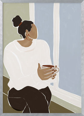 Woman Enjoying a Cup of Tea Art Print Poster