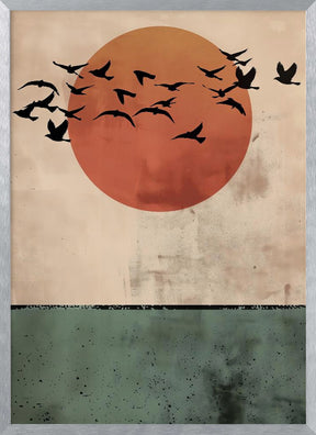 Birds Flying In the Sunset Poster