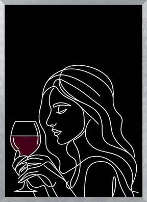 Woman and Wine On Black 4 Poster