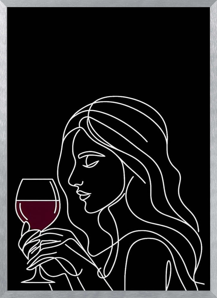 Woman and Wine On Black 4 Poster