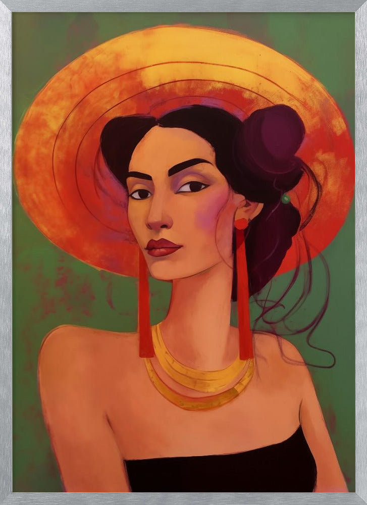 Mexican lady in sombrero Poster