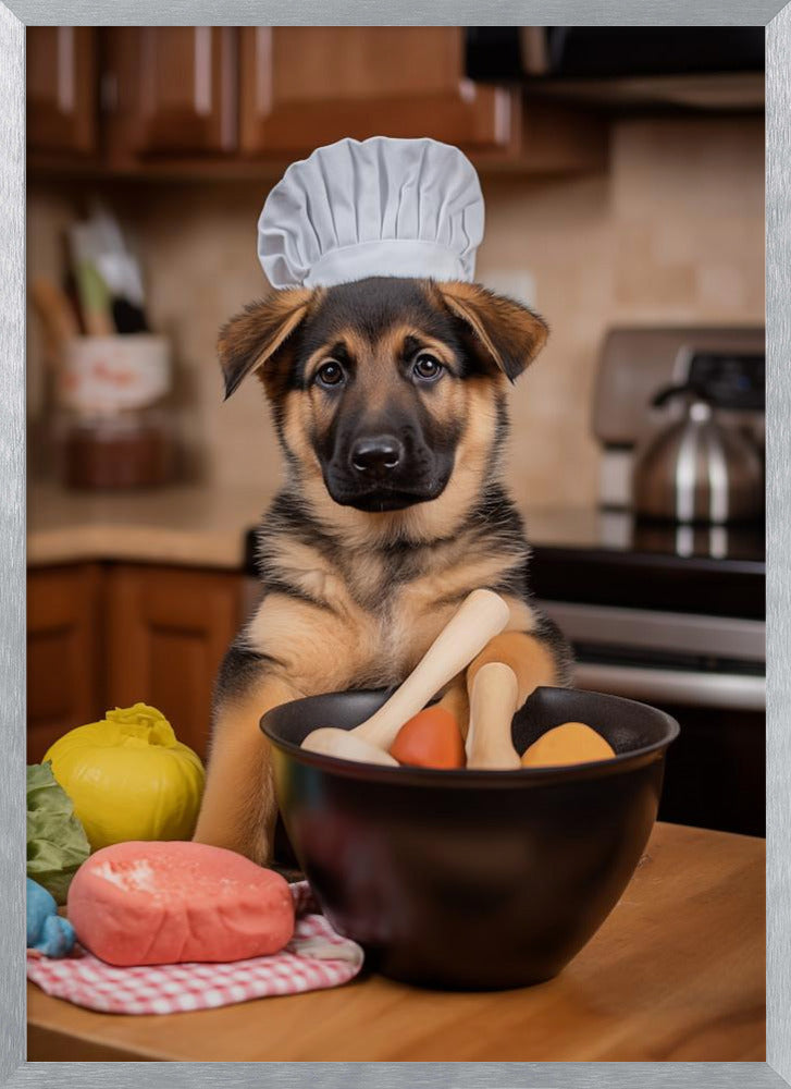 German Shepherd Puppy Chef Poster