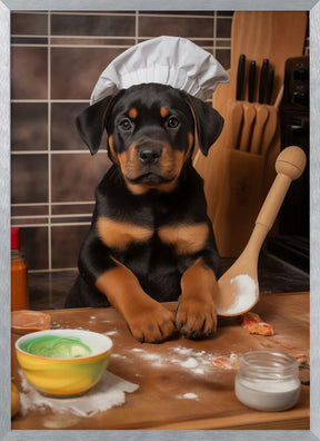 Rottweiler Puppy Chef Poster