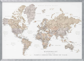 Wanderlust world map in spanish Poster