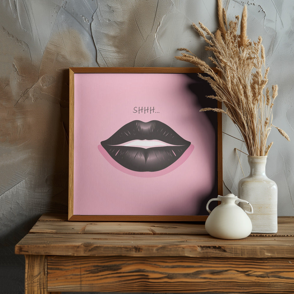 Lips In Black and Pink Poster