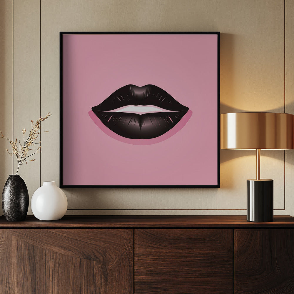 Lips In Black and Pink Poster