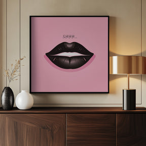 Lips In Black and Pink Poster