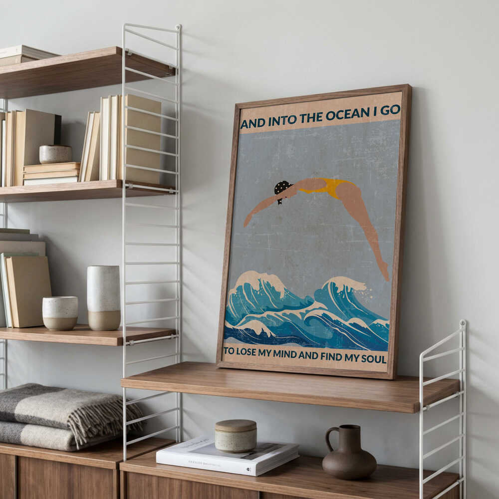 Into the Ocean (blue) Standard Wall Art Poster