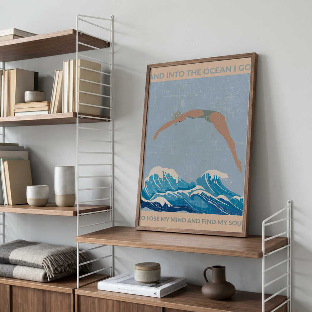Into the Ocean I Go (grey) Poster