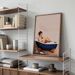 Bathtub Drinks: Pinup Girl Drinking In Bathroom Poster