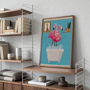 Flamingos In Bath Poster