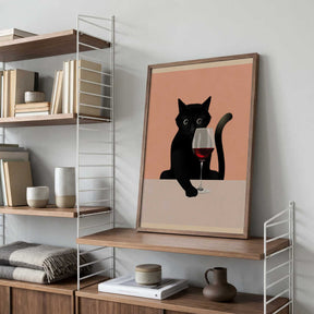 Cat &amp; Wine Poster
