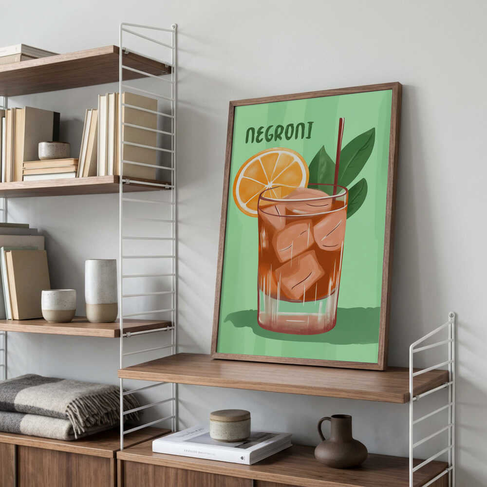 Negroni Cocktail With A V ibrant Orange Slice Poster
