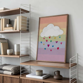 Raining Multicolored Hearts Poster