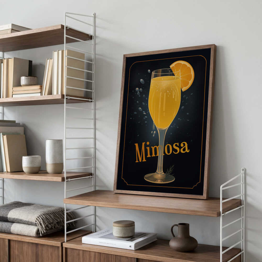 Vibrant Illustration Of A Mimosa Cocktail Poster