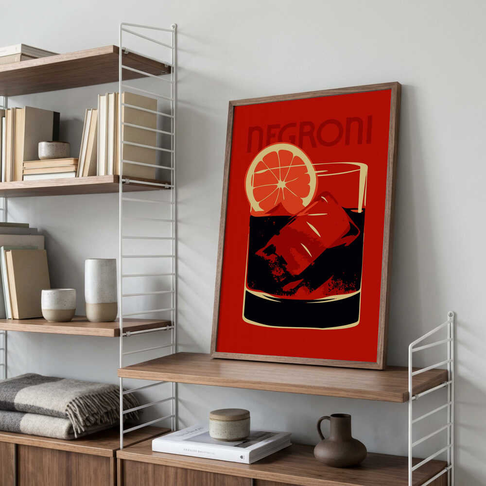 Stylized Negroni Cocktail Poster