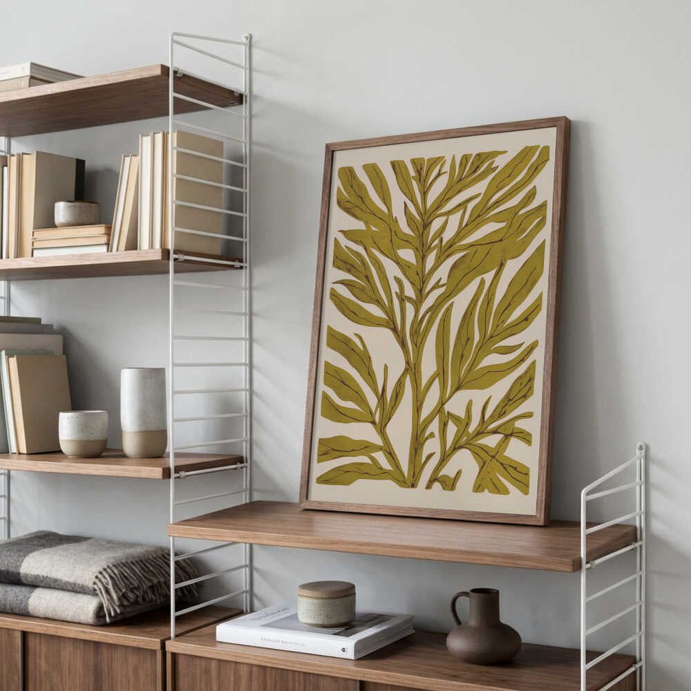 Golden Leaf Silhouette with Tree Branch Poster