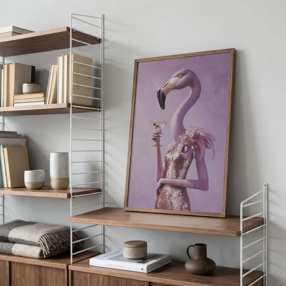 Flamingo In Cocktail Dress Poster