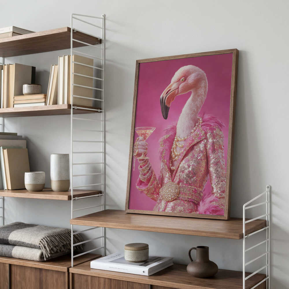 Flamingo In a Disco Jumpsuit Poster