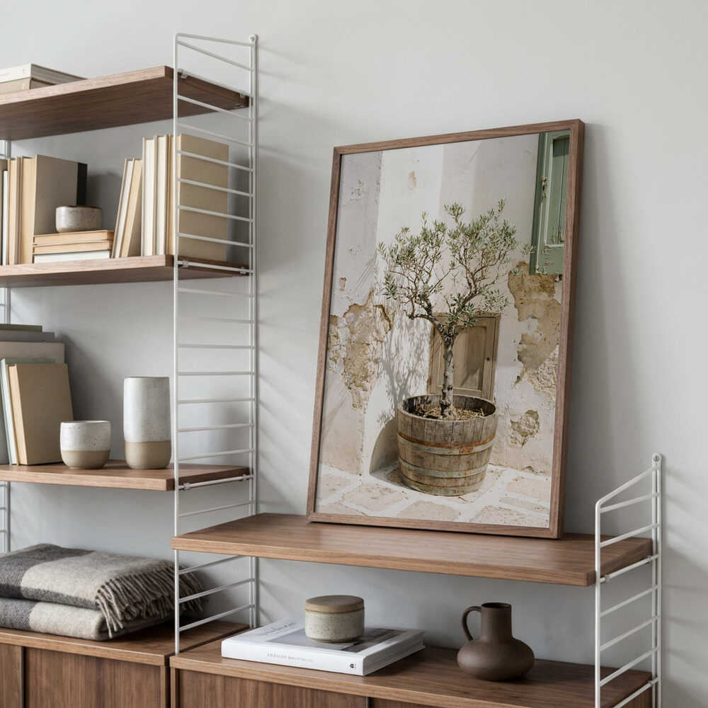 Small Olive Tree In a Wooden Barrel Poster