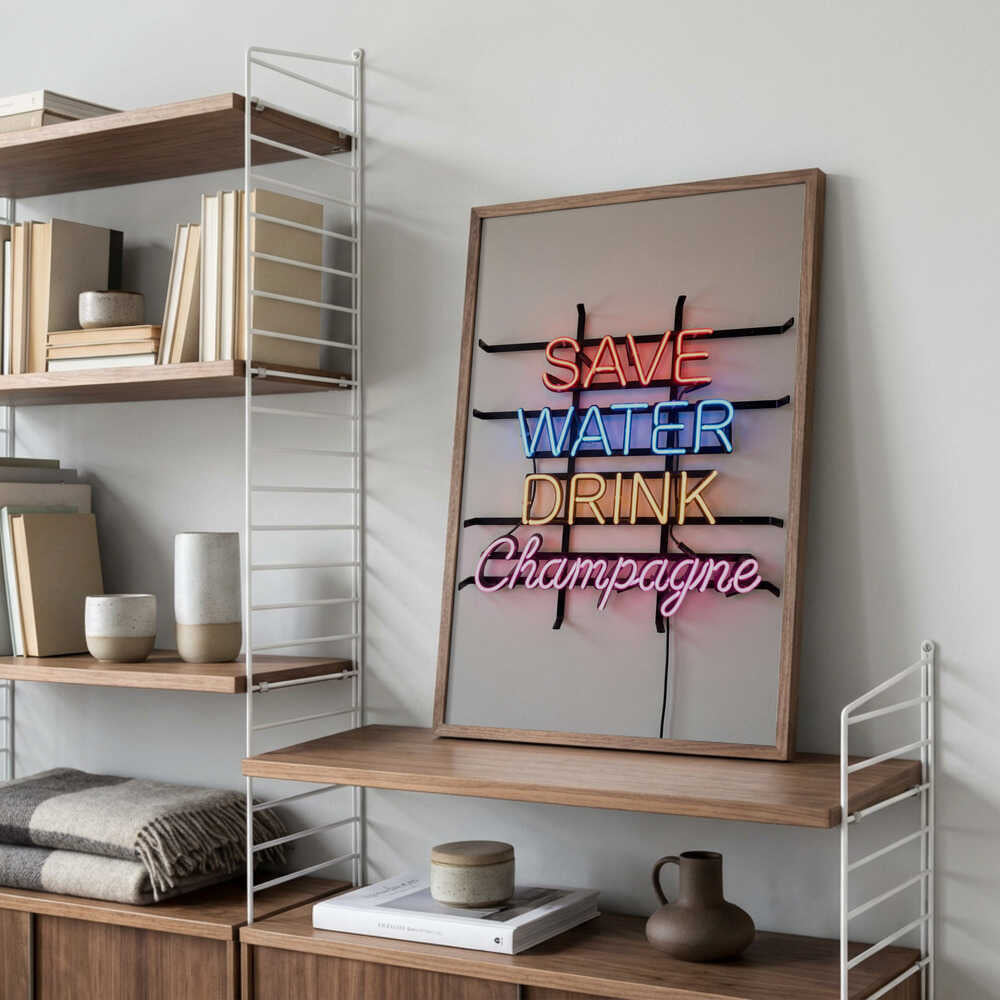 Save Water Neon Sign Poster