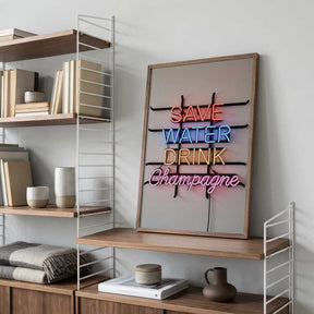 Save Water Neon Sign Poster
