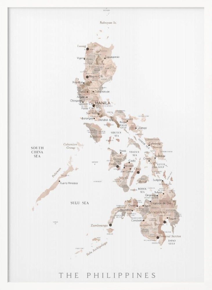 Taupe watercolor map of Philippines Poster