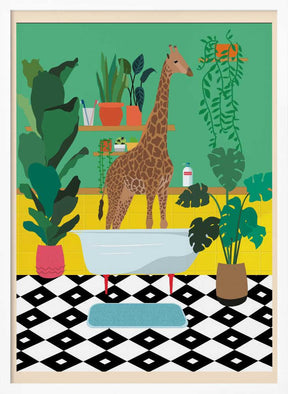 Giraffe Bathtime Poster