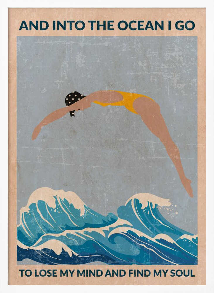 Into the Ocean (blue) Standard Wall Art Poster