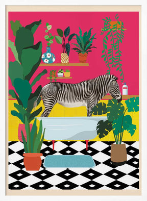 Zebra Bathtime Poster
