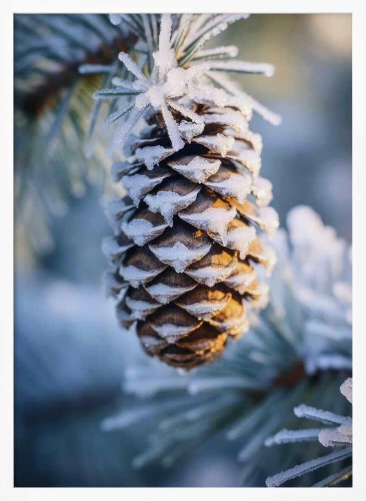 Frosty Pinecone Burst Poster