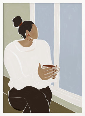 Woman Enjoying a Cup of Tea Art Print Poster