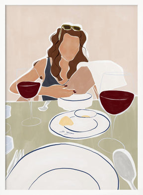 Woman Dining In a Restaurant Print By Ivy Green Illustrations Poster