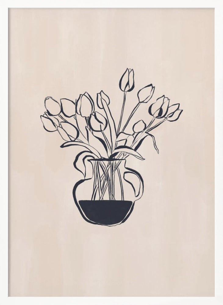 Tulips Flower Vase Line Art Print By Ivy Green Illustrations 4 5 Ratio Poster