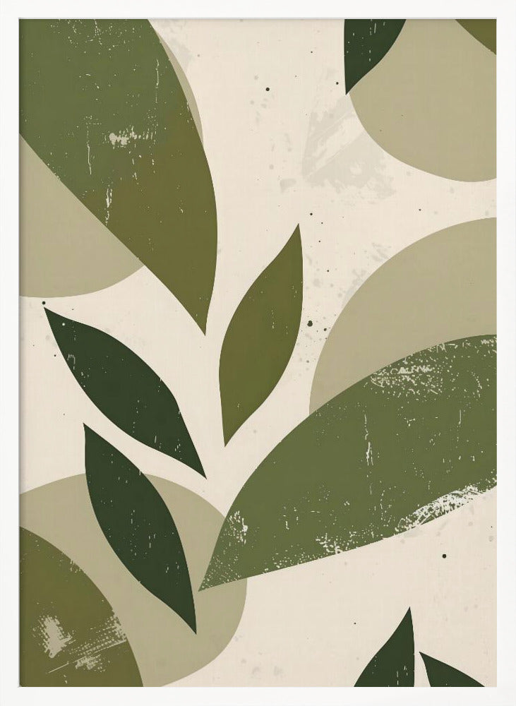 Green Abstract Leaves No 3 Poster