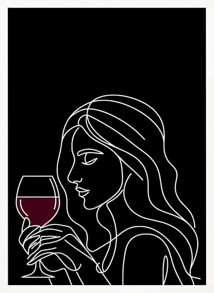 Woman and Wine On Black 4 Poster