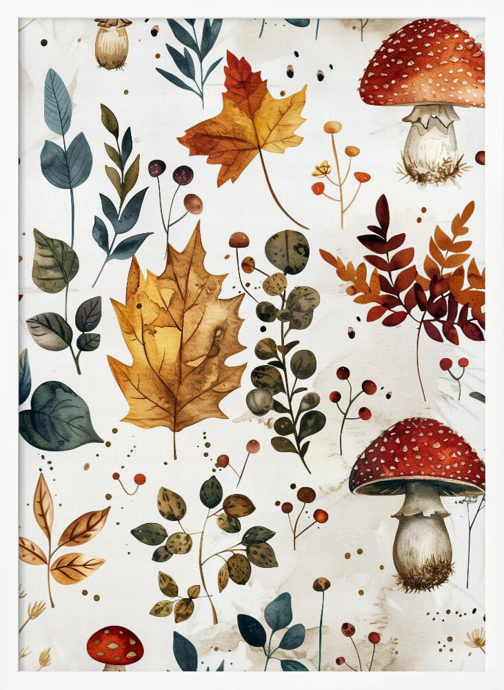 Nature Flowers and Leaves Watercolor Art (128) Poster