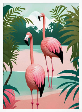 Tropical Flamingo Paradise Poster