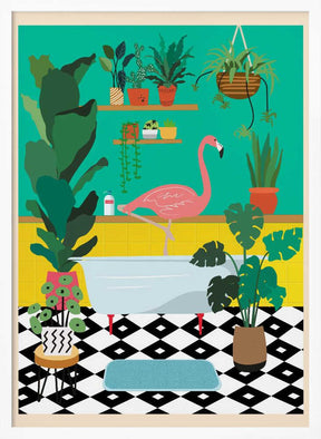 Flamingo Bathtime Poster