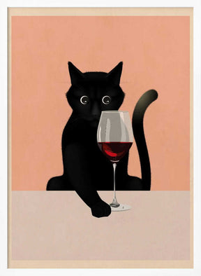 Cat &amp; Wine Poster